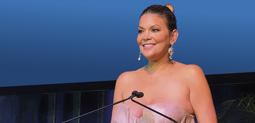 Public speaker Aida Rodriguez speaks at the Multicultural Media Correspondents Dinner. This is an example of finding a great speaker for your event.