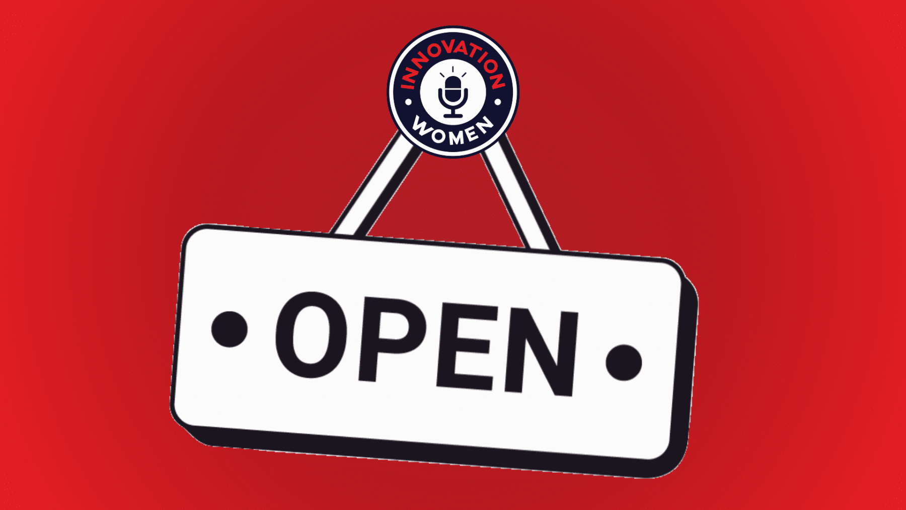 Open sign with Innovation Women logo