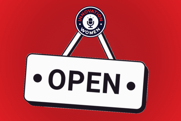 Open sign with Innovation Women logo